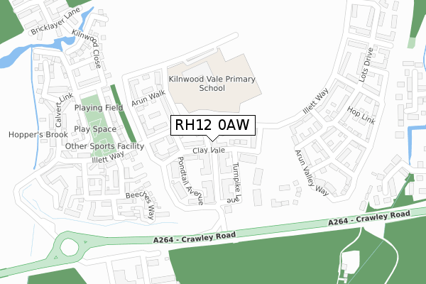 RH12 0AW map - large scale - OS Open Zoomstack (Ordnance Survey)