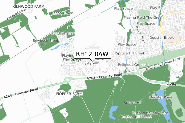 RH12 0AW map - small scale - OS Open Zoomstack (Ordnance Survey)