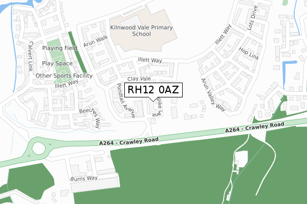 RH12 0AZ map - large scale - OS Open Zoomstack (Ordnance Survey)