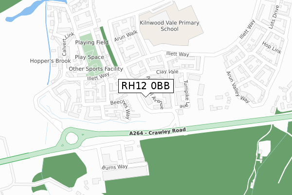 RH12 0BB map - large scale - OS Open Zoomstack (Ordnance Survey)