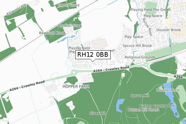 RH12 0BB map - small scale - OS Open Zoomstack (Ordnance Survey)