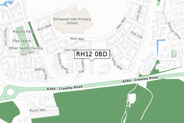 RH12 0BD map - large scale - OS Open Zoomstack (Ordnance Survey)