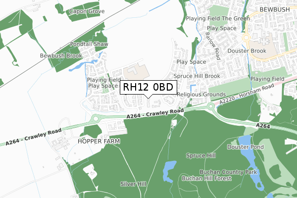 RH12 0BD map - small scale - OS Open Zoomstack (Ordnance Survey)