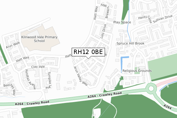 RH12 0BE map - large scale - OS Open Zoomstack (Ordnance Survey)