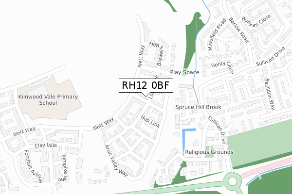 RH12 0BF map - large scale - OS Open Zoomstack (Ordnance Survey)