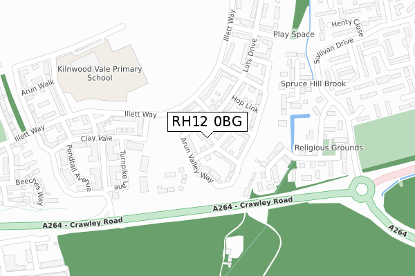 RH12 0BG map - large scale - OS Open Zoomstack (Ordnance Survey)