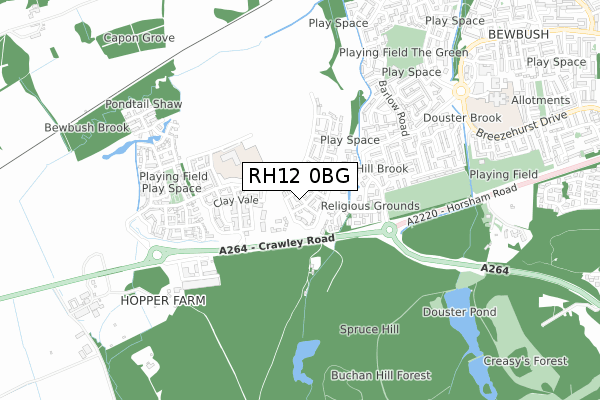 RH12 0BG map - small scale - OS Open Zoomstack (Ordnance Survey)