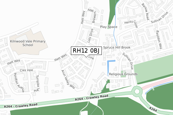 RH12 0BJ map - large scale - OS Open Zoomstack (Ordnance Survey)