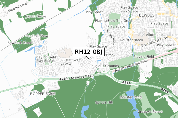 RH12 0BJ map - small scale - OS Open Zoomstack (Ordnance Survey)