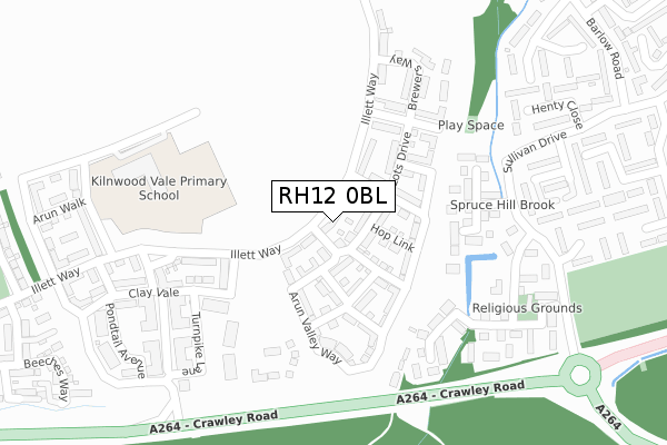 RH12 0BL map - large scale - OS Open Zoomstack (Ordnance Survey)