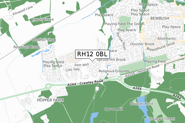 RH12 0BL map - small scale - OS Open Zoomstack (Ordnance Survey)