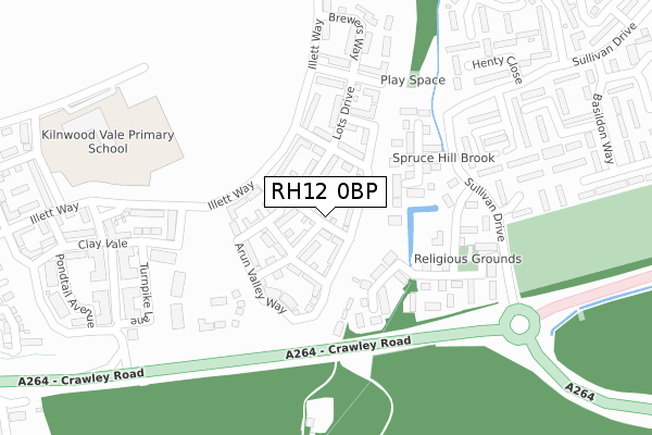 RH12 0BP map - large scale - OS Open Zoomstack (Ordnance Survey)