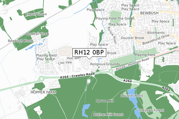 RH12 0BP map - small scale - OS Open Zoomstack (Ordnance Survey)