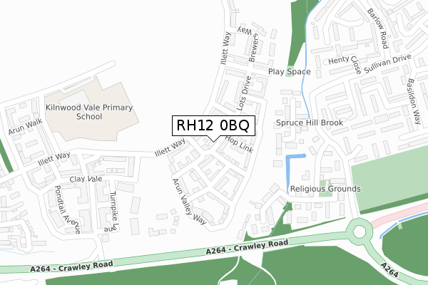 RH12 0BQ map - large scale - OS Open Zoomstack (Ordnance Survey)