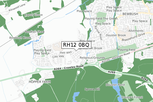 RH12 0BQ map - small scale - OS Open Zoomstack (Ordnance Survey)