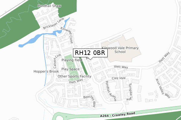 RH12 0BR map - large scale - OS Open Zoomstack (Ordnance Survey)