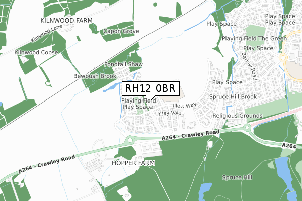 RH12 0BR map - small scale - OS Open Zoomstack (Ordnance Survey)