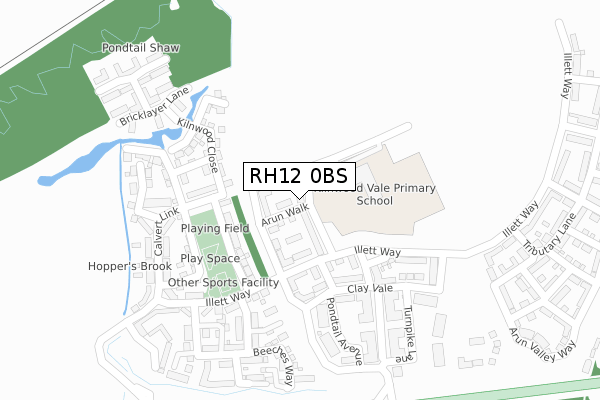 RH12 0BS map - large scale - OS Open Zoomstack (Ordnance Survey)