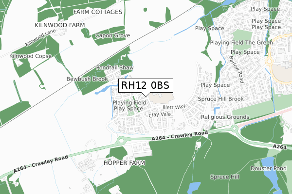 RH12 0BS map - small scale - OS Open Zoomstack (Ordnance Survey)