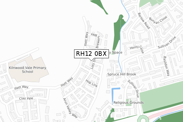 RH12 0BX map - large scale - OS Open Zoomstack (Ordnance Survey)