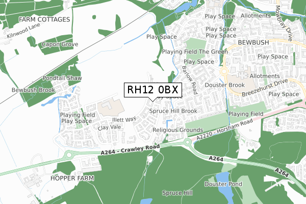 RH12 0BX map - small scale - OS Open Zoomstack (Ordnance Survey)