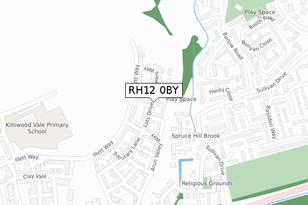 RH12 0BY map - large scale - OS Open Zoomstack (Ordnance Survey)