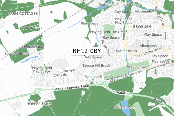 RH12 0BY map - small scale - OS Open Zoomstack (Ordnance Survey)