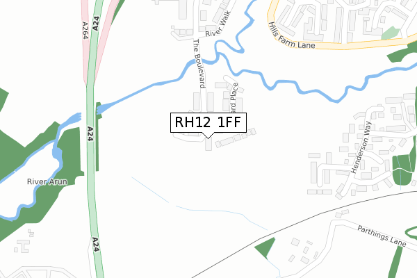 RH12 1FF map - large scale - OS Open Zoomstack (Ordnance Survey)