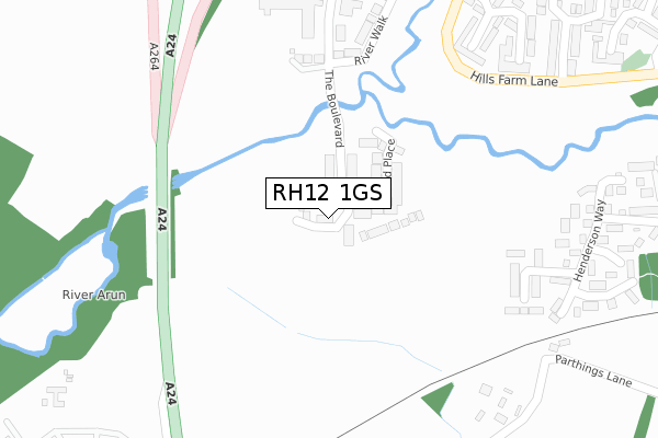 RH12 1GS map - large scale - OS Open Zoomstack (Ordnance Survey)