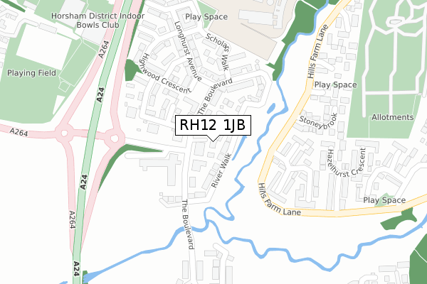 RH12 1JB map - large scale - OS Open Zoomstack (Ordnance Survey)