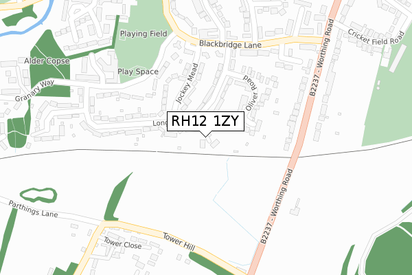 RH12 1ZY map - large scale - OS Open Zoomstack (Ordnance Survey)