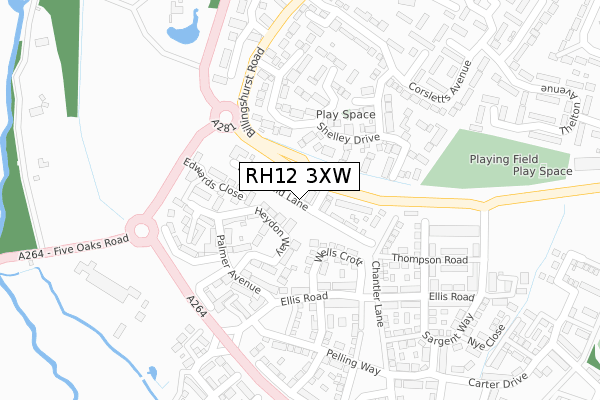 RH12 3XW map - large scale - OS Open Zoomstack (Ordnance Survey)