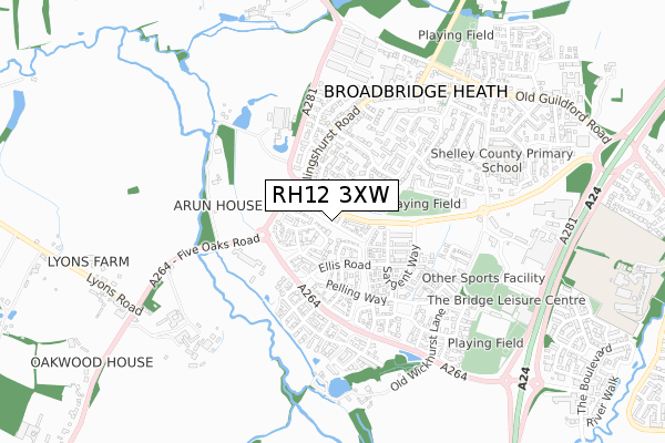 RH12 3XW map - small scale - OS Open Zoomstack (Ordnance Survey)