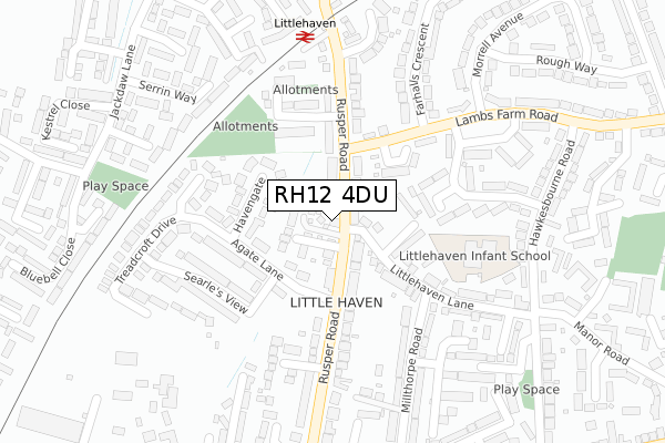 RH12 4DU map - large scale - OS Open Zoomstack (Ordnance Survey)