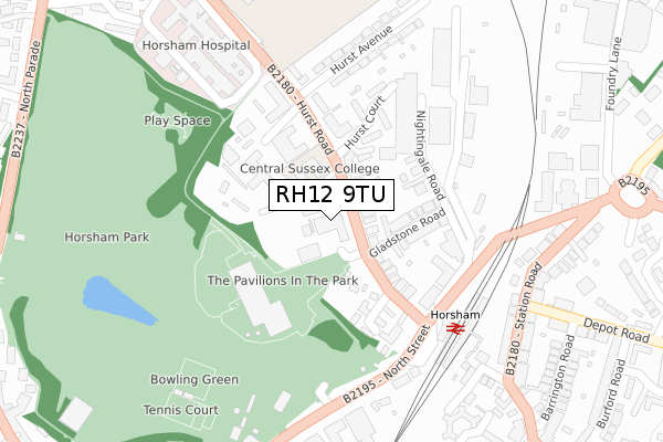 RH12 9TU map - large scale - OS Open Zoomstack (Ordnance Survey)