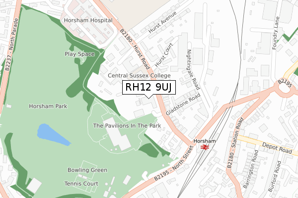 RH12 9UJ map - large scale - OS Open Zoomstack (Ordnance Survey)