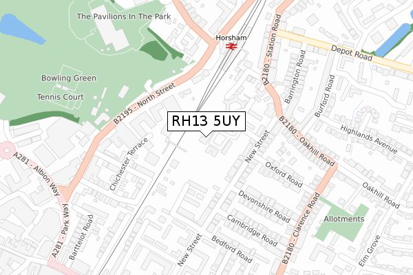 RH13 5UY map - large scale - OS Open Zoomstack (Ordnance Survey)