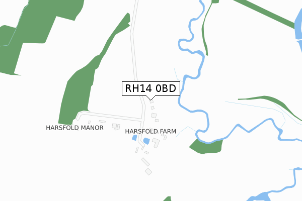 RH14 0BD map - large scale - OS Open Zoomstack (Ordnance Survey)