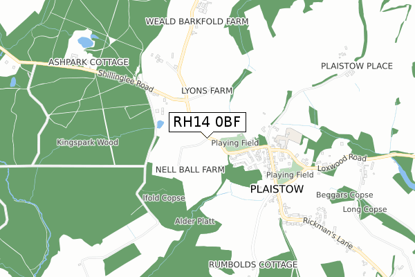 RH14 0BF map - small scale - OS Open Zoomstack (Ordnance Survey)