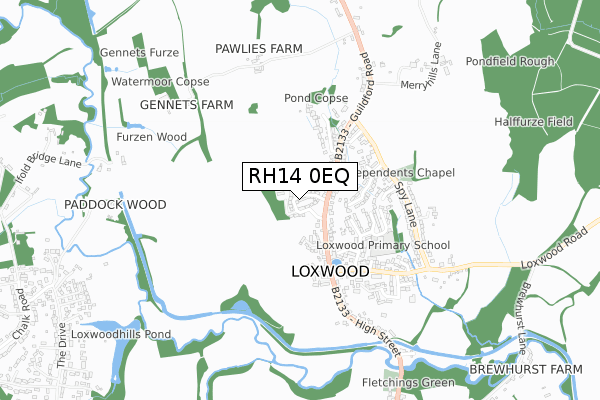 RH14 0EQ map - small scale - OS Open Zoomstack (Ordnance Survey)