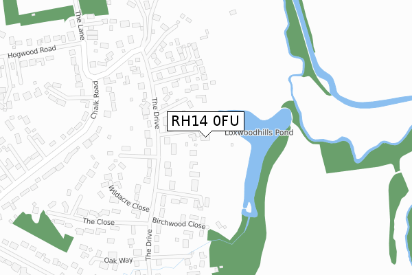 RH14 0FU map - large scale - OS Open Zoomstack (Ordnance Survey)