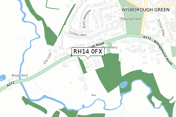 RH14 0FX map - large scale - OS Open Zoomstack (Ordnance Survey)