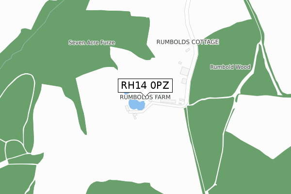 RH14 0PZ map - large scale - OS Open Zoomstack (Ordnance Survey)