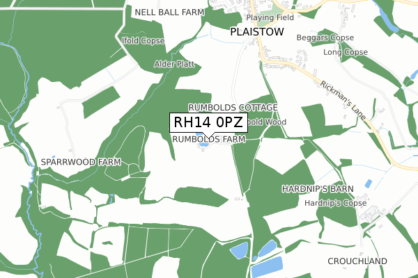 RH14 0PZ map - small scale - OS Open Zoomstack (Ordnance Survey)