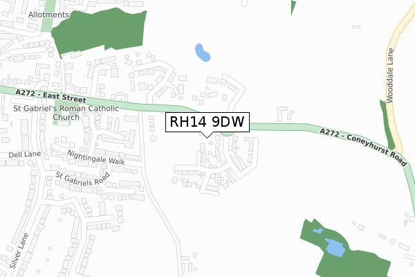 RH14 9DW map - large scale - OS Open Zoomstack (Ordnance Survey)