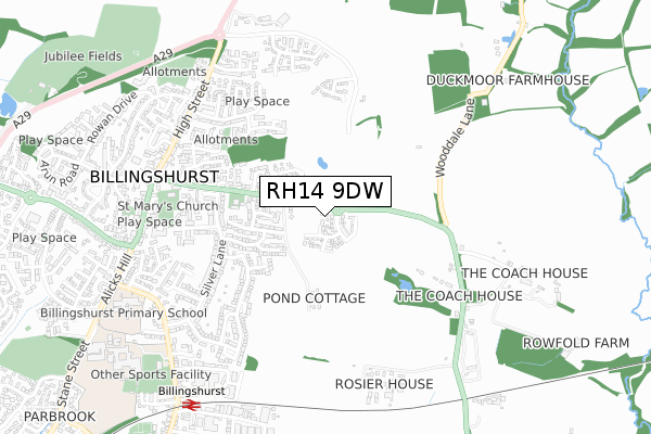 RH14 9DW map - small scale - OS Open Zoomstack (Ordnance Survey)