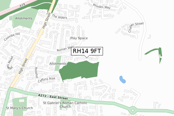 RH14 9FT map - large scale - OS Open Zoomstack (Ordnance Survey)