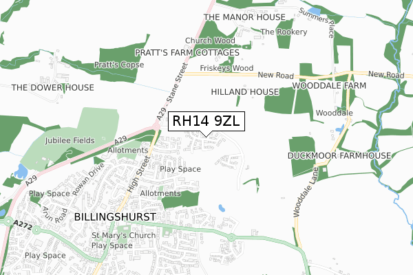 RH14 9ZL map - small scale - OS Open Zoomstack (Ordnance Survey)