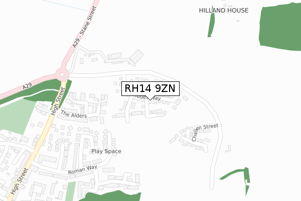 RH14 9ZN map - large scale - OS Open Zoomstack (Ordnance Survey)