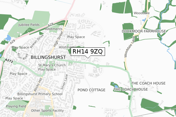 RH14 9ZQ map - small scale - OS Open Zoomstack (Ordnance Survey)